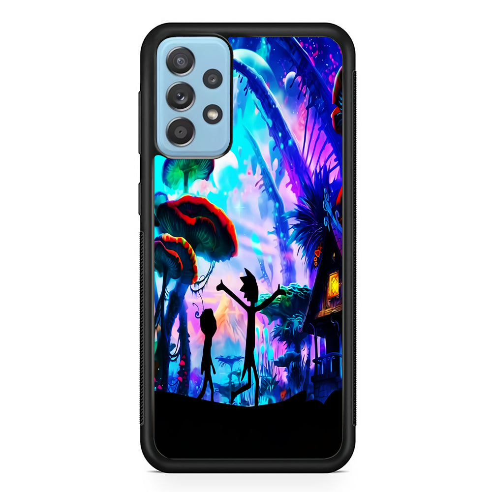 Rick and Morty Mushroom Forest Samsung Galaxy A72 Case-Phone Case-Rubber Black (2D Case)-Altracase