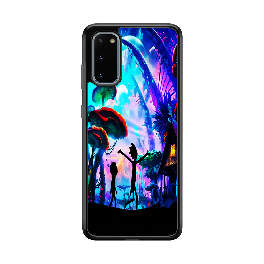 Rick and Morty Mushroom Forest Samsung Galaxy S20 Case-Phone Case-Rubber Black (2D Case)-Altracase