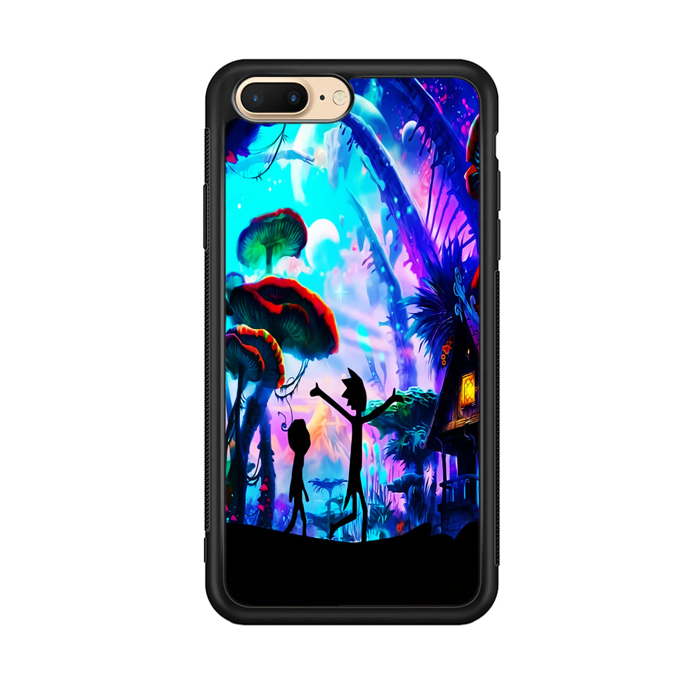 Rick and Morty Mushroom Forest iPhone 8 Plus Case-Phone Case-Rubber Black (2D Case)-Altracase