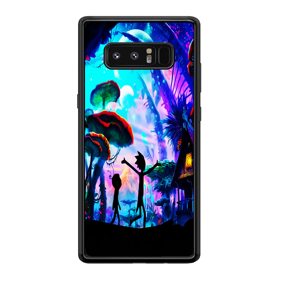 Rick and Morty Mushroom Forest Samsung Galaxy Note 8 Case-Phone Case-Rubber Black (2D Case)-Altracase