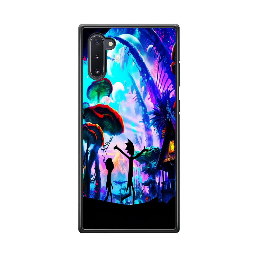 Rick and Morty Mushroom Forest Samsung Galaxy Note 10 Case-Phone Case-Rubber Black (2D Case)-Altracase