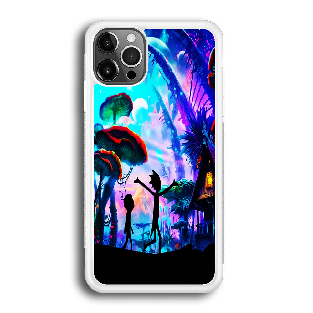 Rick and Morty Mushroom Forest iPhone 12 Pro Max Case-Phone Case-Rubber White (2D Case)-Altracase