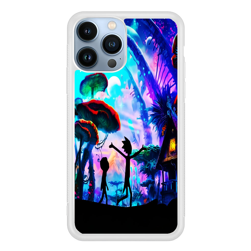 Rick and Morty Mushroom Forest iPhone 15 Pro Max Case-Phone Case-Rubber White (2D Case)-Altracase