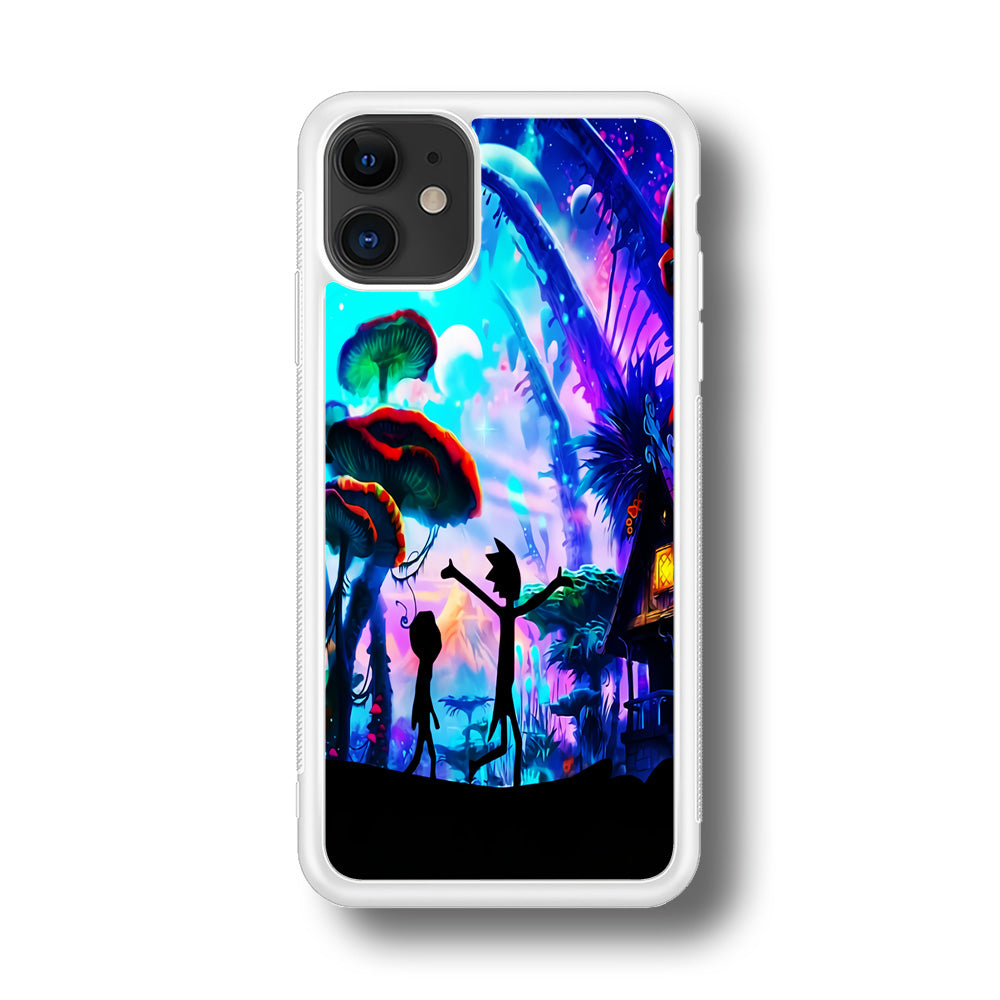 Rick and Morty Mushroom Forest iPhone 11 Case-Phone Case-Rubber White (2D Case)-Altracase