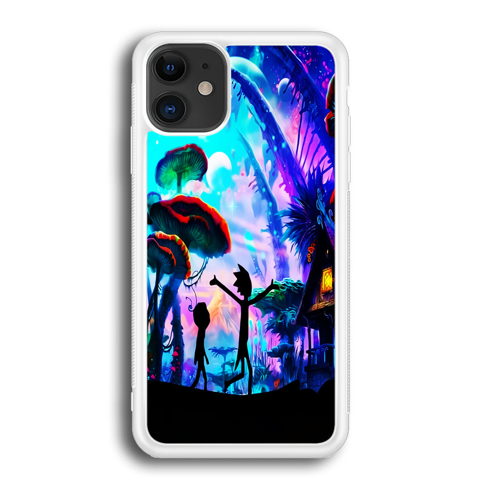 Rick and Morty Mushroom Forest iPhone 12 Case-Phone Case-Rubber White (2D Case)-Altracase