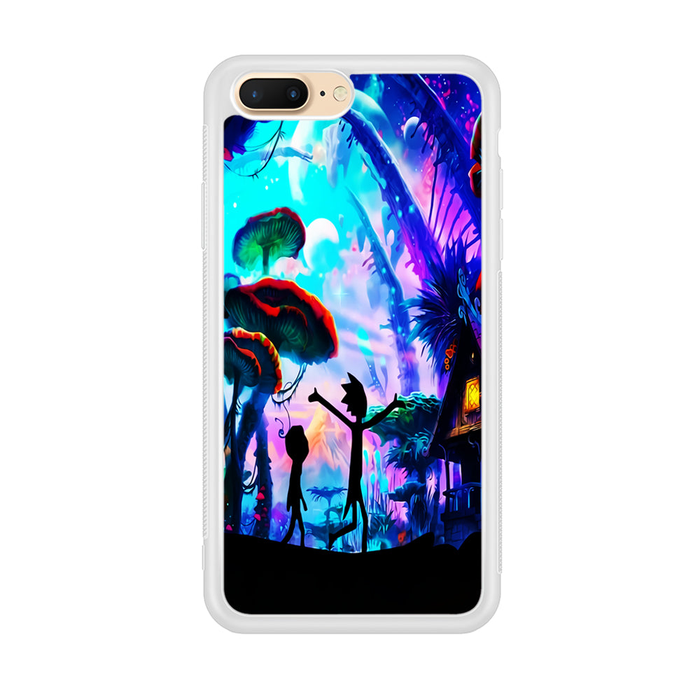 Rick and Morty Mushroom Forest iPhone 8 Plus Case-Phone Case-Rubber White (2D Case)-Altracase