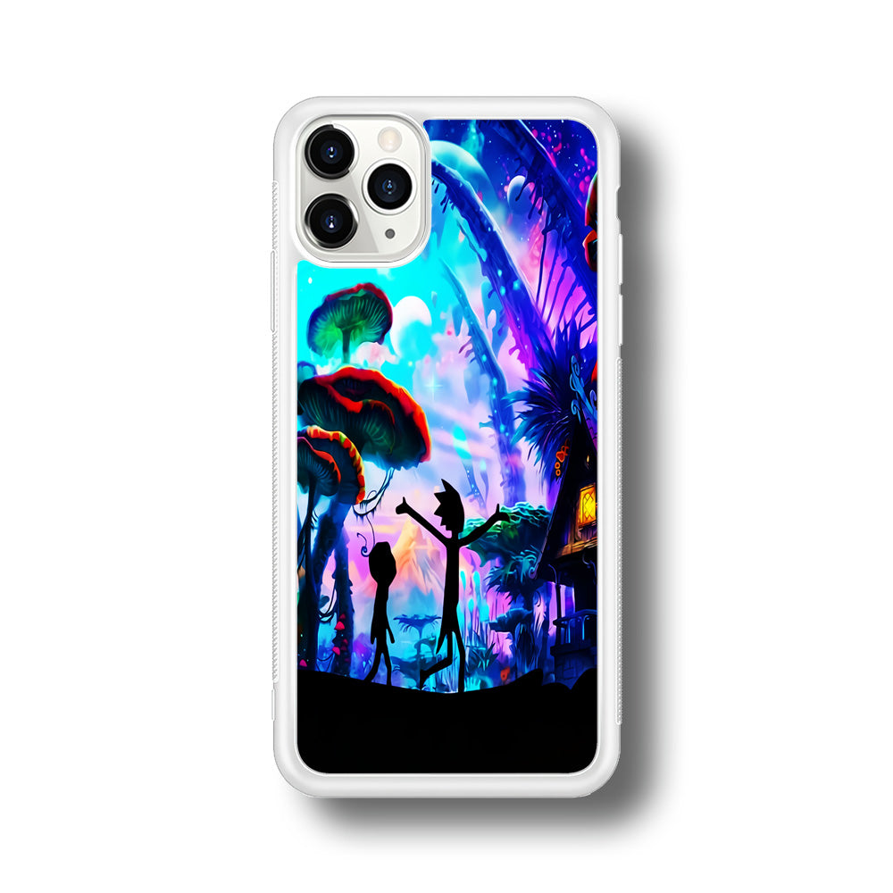 Rick and Morty Mushroom Forest iPhone 11 Pro Max Case-Phone Case-Rubber White (2D Case)-Altracase