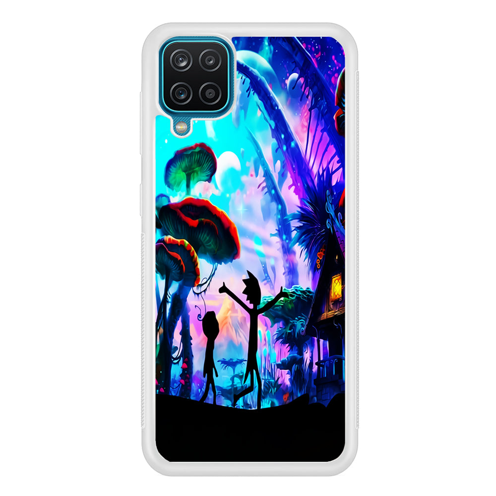 Rick and Morty Mushroom Forest Samsung Galaxy A12 Case-Phone Case-Rubber White (2D Case)-Altracase