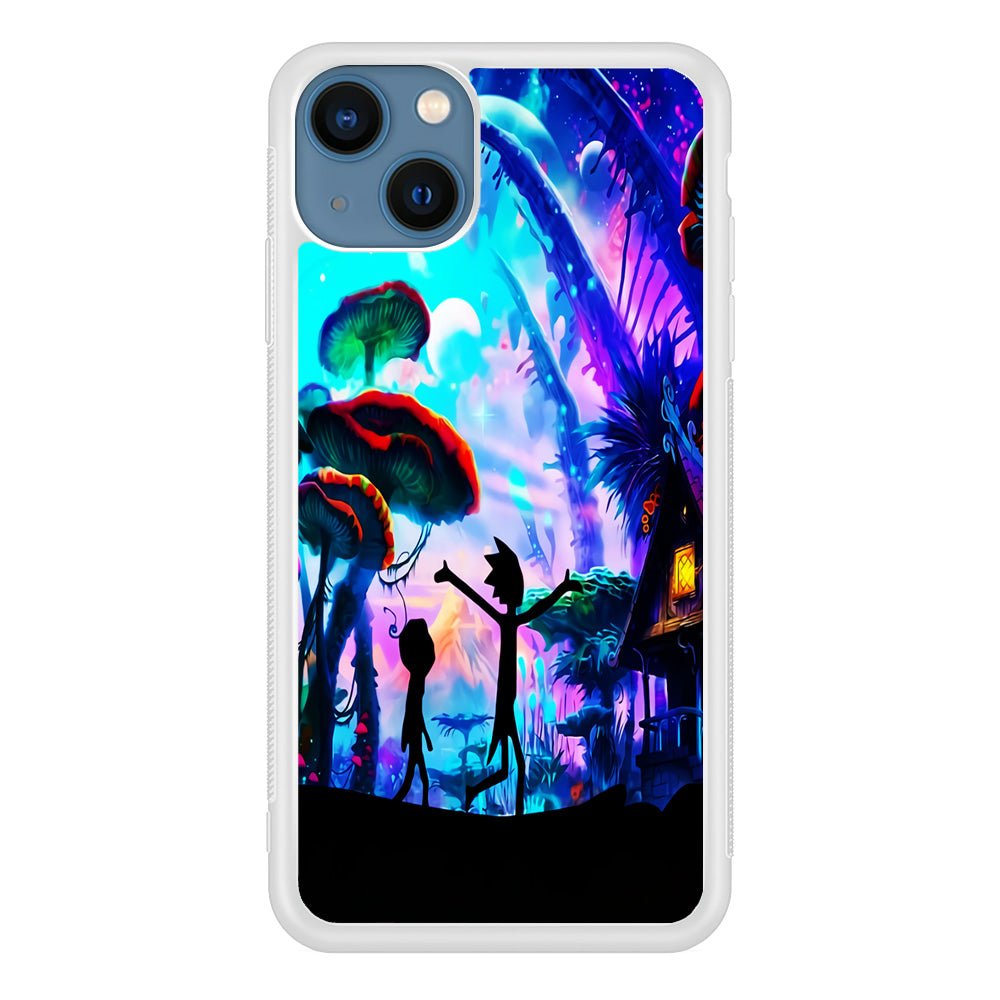 Rick and Morty Mushroom Forest iPhone 13 Mini Case-Phone Case-Rubber White (2D Case)-Altracase