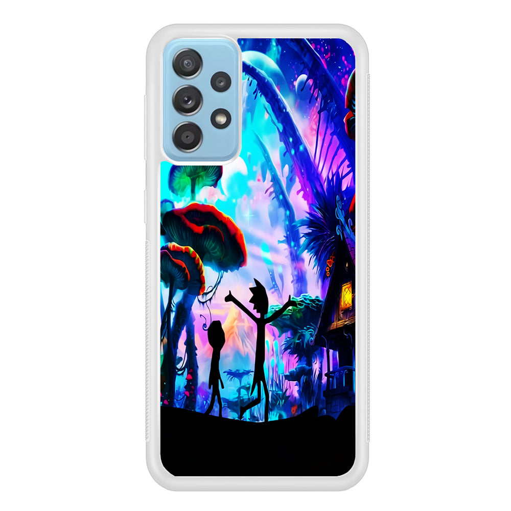 Rick and Morty Mushroom Forest Samsung Galaxy A72 Case-Phone Case-Rubber White (2D Case)-Altracase