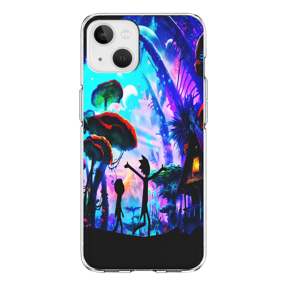 Rick and Morty Mushroom Forest iPhone 13 Mini Case-Phone Case-Clear Soft Case-Altracase