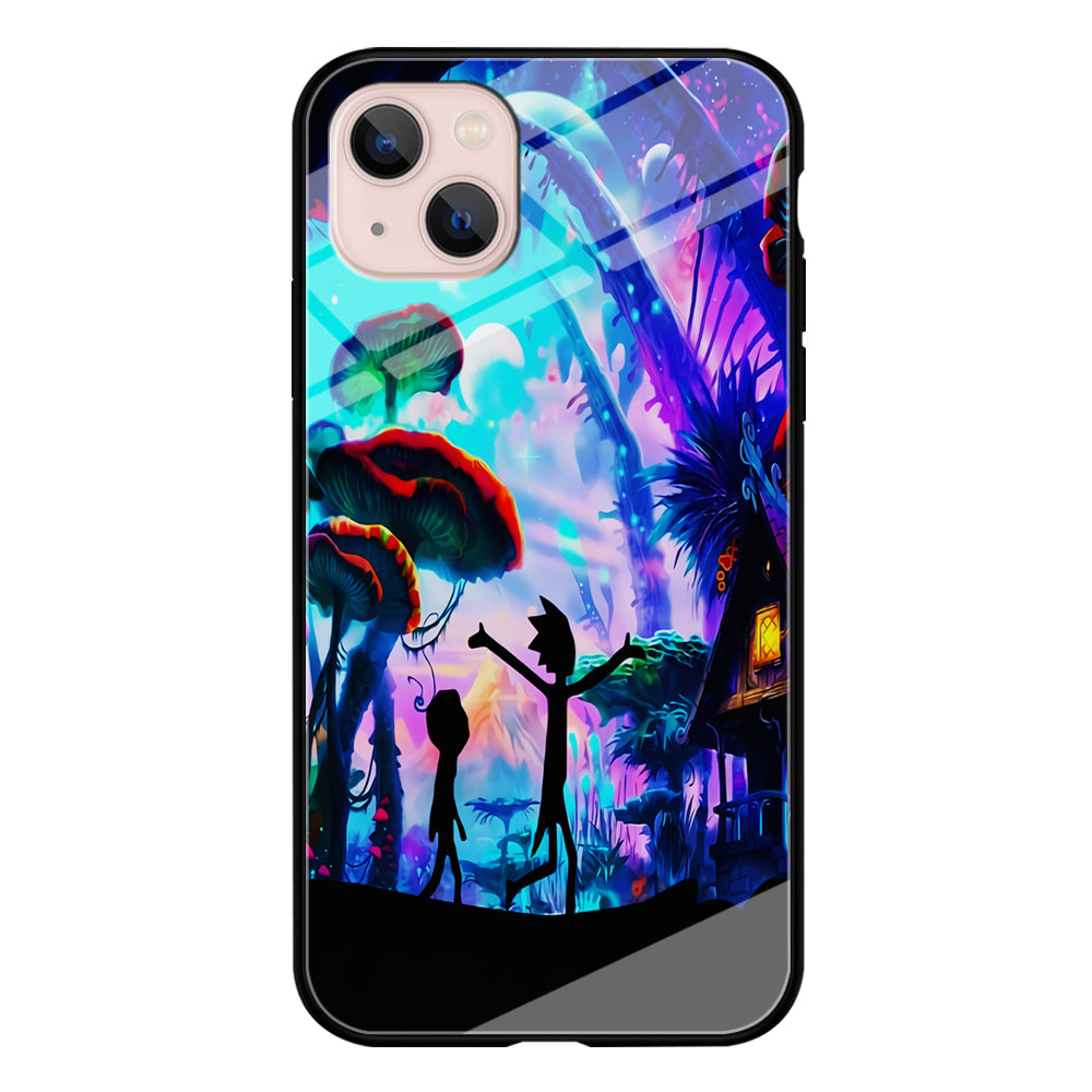 Rick and Morty Mushroom Forest iPhone 13 Mini Case-Phone Case-Tempered Glass Case-Altracase