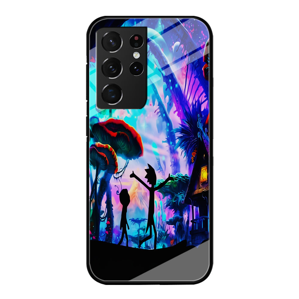 Rick and Morty Mushroom Forest Samsung Galaxy S22 Ultra Case-Phone Case-Tempered Glass Case-Altracase