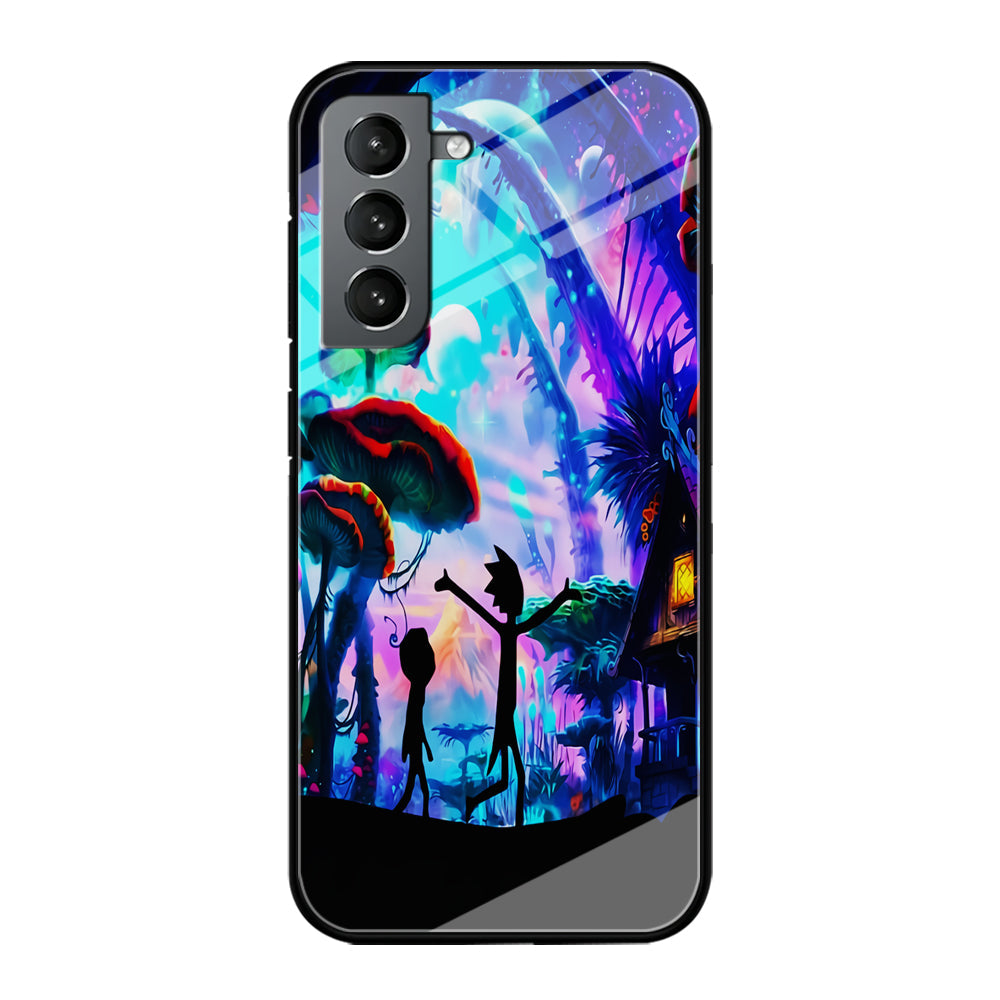 Rick and Morty Mushroom Forest Samsung Galaxy S23 Plus Case-Phone Case-Tempered Glass Case-Altracase