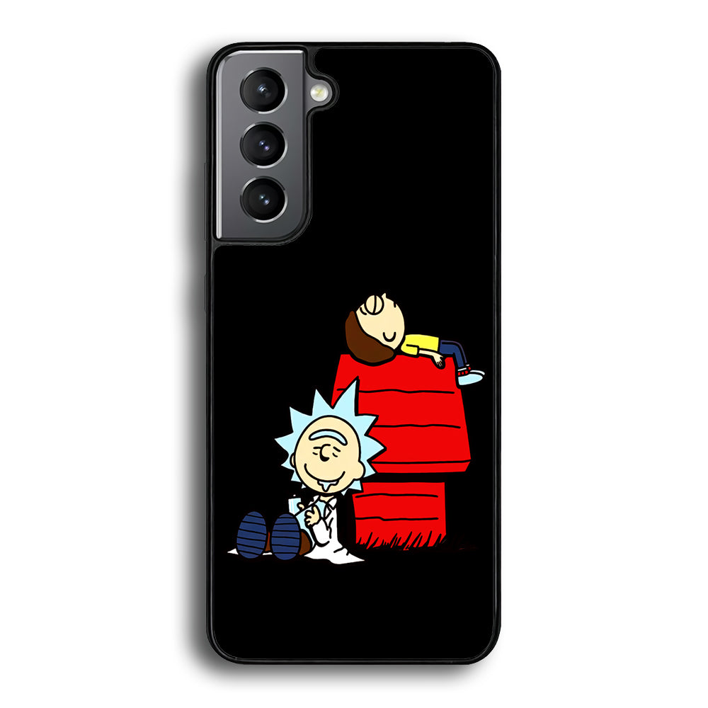 Rick and Morty Snoopy House Samsung Galaxy S23 Plus Case-Phone Case-Rubber Black (2D Case)-Altracase