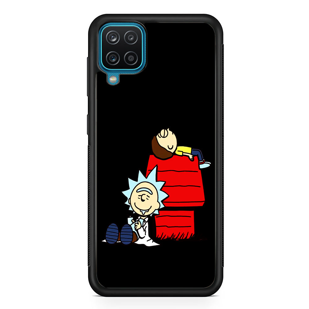 Rick and Morty Snoopy House Samsung Galaxy A12 Case-Phone Case-Rubber Black (2D Case)-Altracase