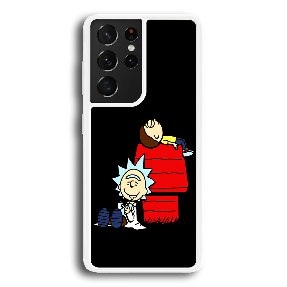 Rick and Morty Snoopy House Samsung Galaxy S21 Ultra Case-Phone Case-Rubber White (2D Case)-Altracase