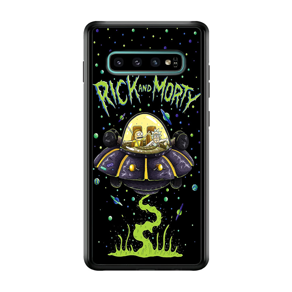 Rick and Morty Spacecraft Samsung Galaxy S10 Case-Phone Case-Rubber Black (2D Case)-Altracase