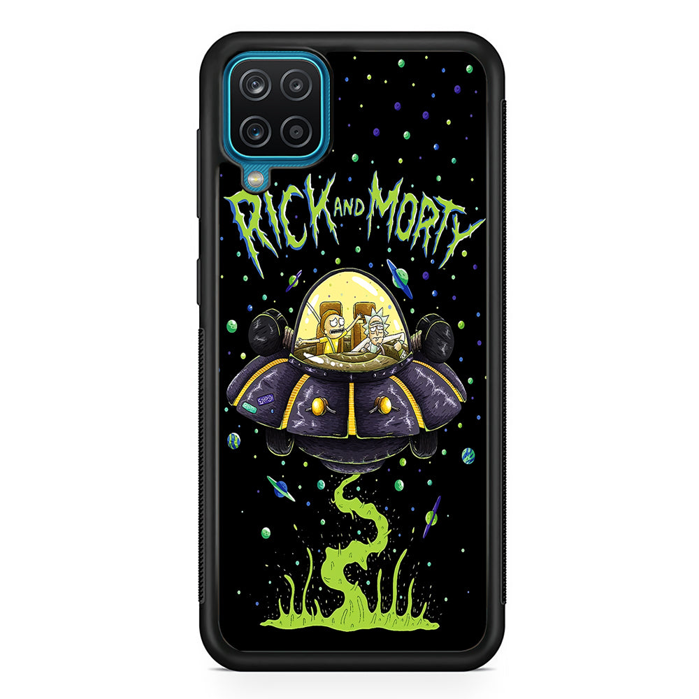 Rick and Morty Spacecraft Samsung Galaxy A12 Case-Phone Case-Rubber Black (2D Case)-Altracase