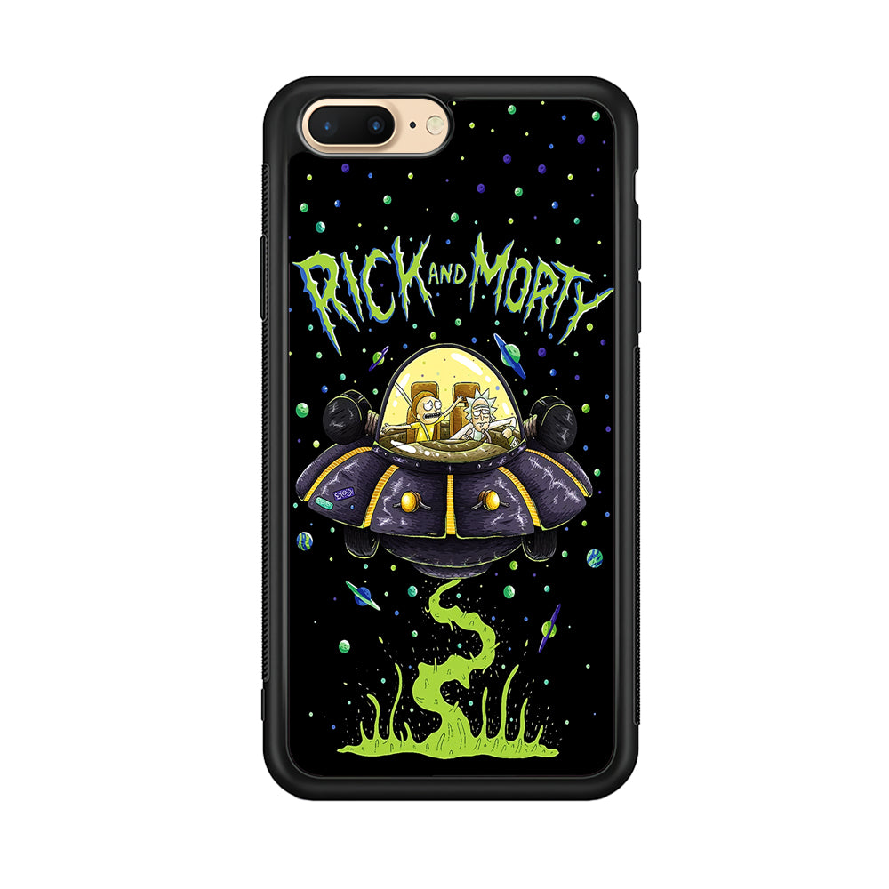 Rick and Morty Spacecraft iPhone 8 Plus Case-Phone Case-Rubber Black (2D Case)-Altracase