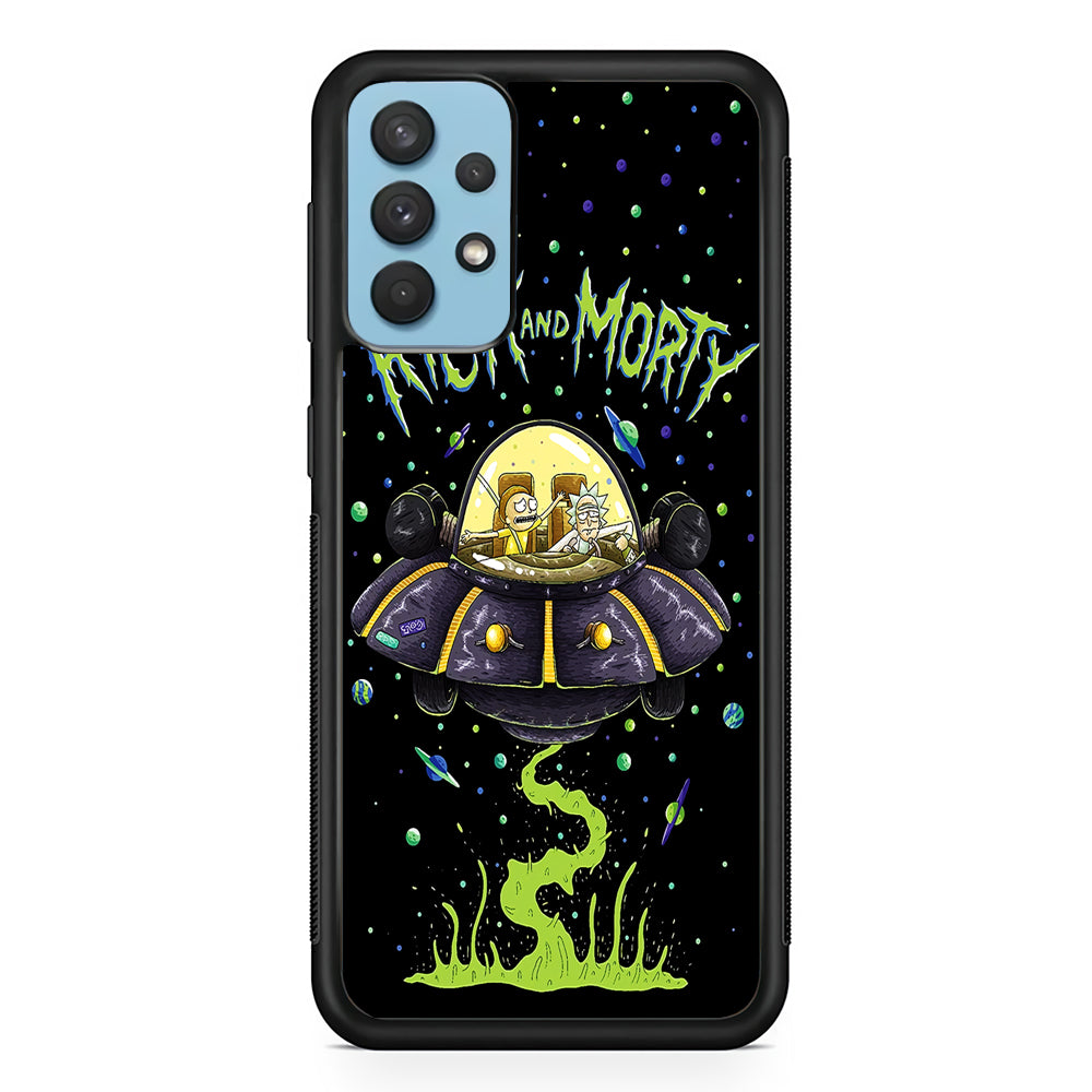Rick and Morty Spacecraft Samsung Galaxy A32 Case-Phone Case-Rubber Black (2D Case)-Altracase