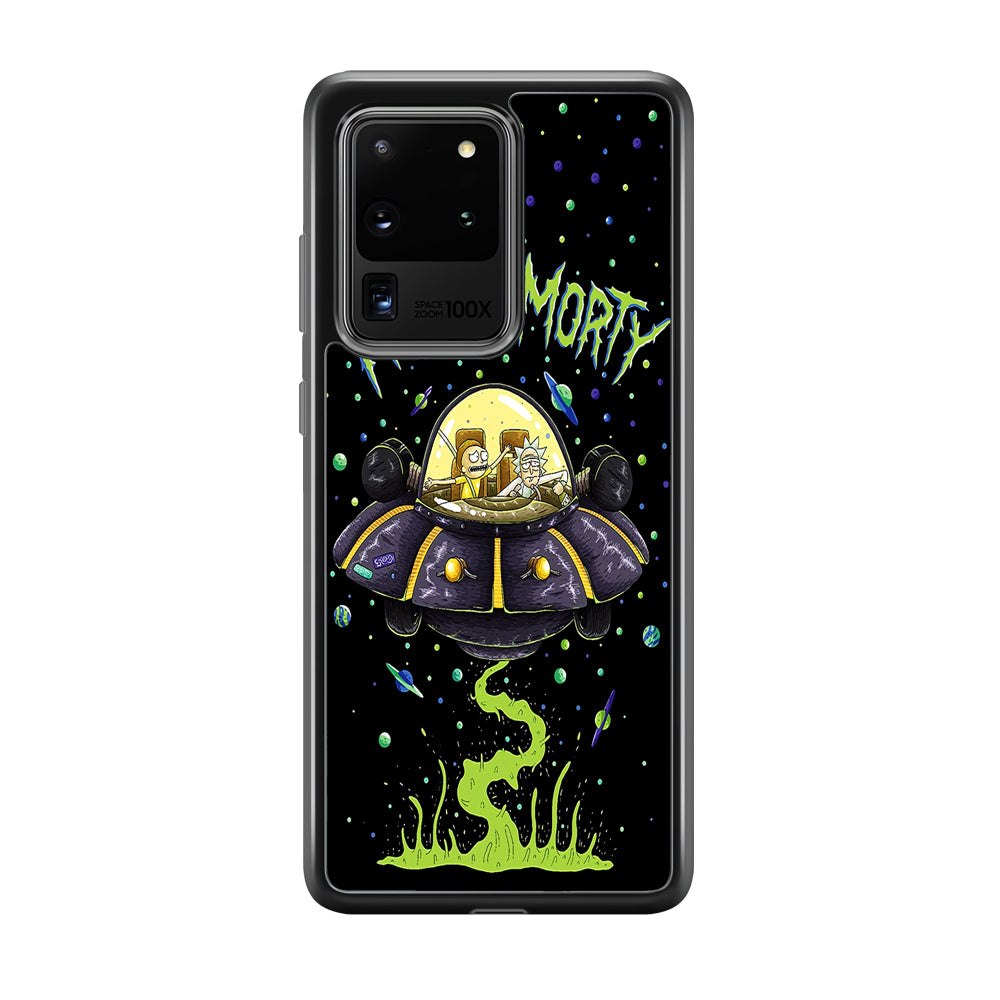 Rick and Morty Spacecraft Samsung Galaxy S20 Ultra Case-Phone Case-Rubber Black (2D Case)-Altracase