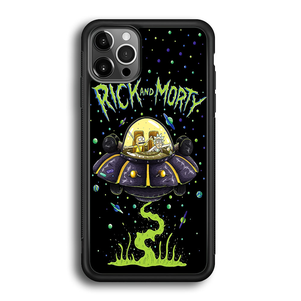 Rick and Morty Spacecraft iPhone 12 Pro Max Case-Phone Case-Rubber Black (2D Case)-Altracase