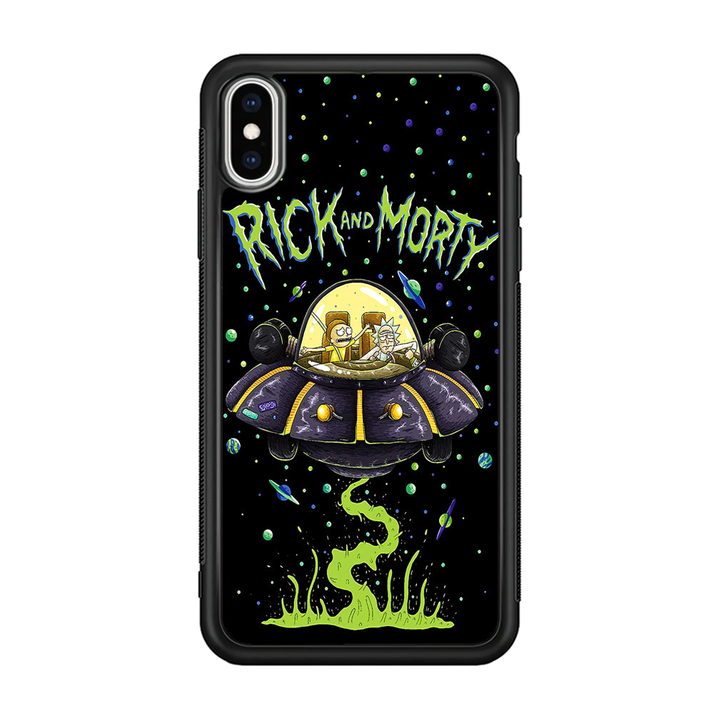Rick and Morty Spacecraft iPhone Xs Case-Phone Case-Rubber Black (2D Case)-Altracase