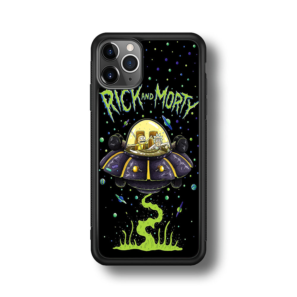 Rick and Morty Spacecraft iPhone 11 Pro Max Case-Phone Case-Rubber Black (2D Case)-Altracase