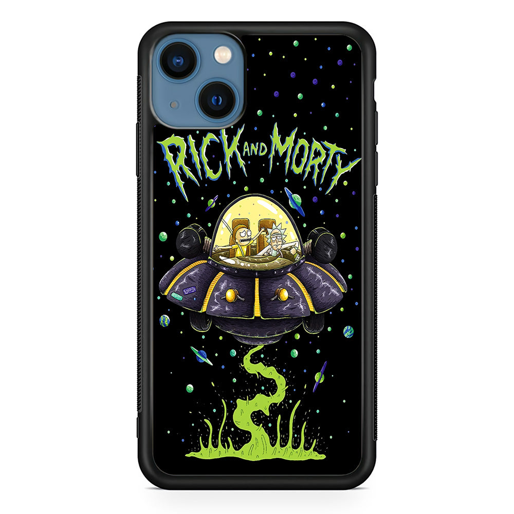 Rick and Morty Spacecraft iPhone 13 Case-Phone Case-Rubber Black (2D Case)-Altracase
