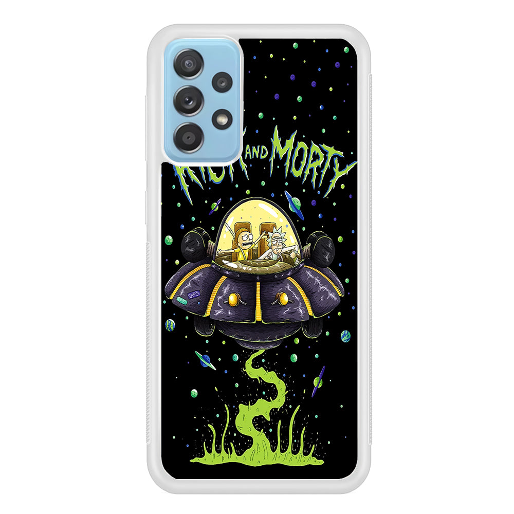 Rick and Morty Spacecraft Samsung Galaxy A72 Case-Phone Case-Rubber White (2D Case)-Altracase
