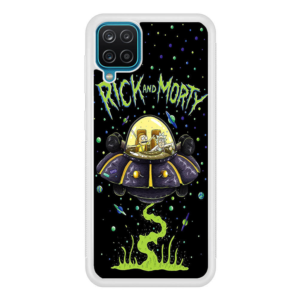 Rick and Morty Spacecraft Samsung Galaxy A12 Case-Phone Case-Rubber White (2D Case)-Altracase