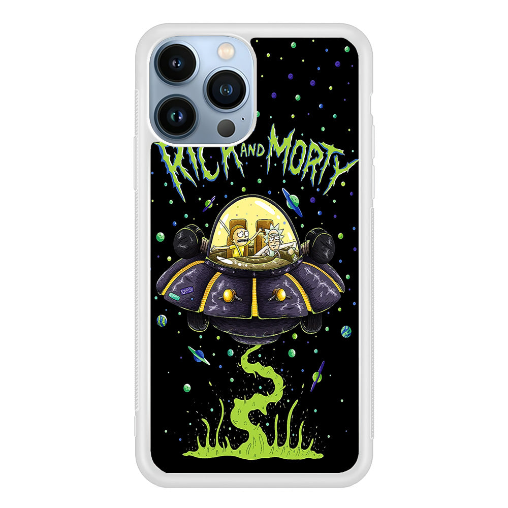 Rick and Morty Spacecraft iPhone 15 Pro Max Case-Phone Case-Rubber White (2D Case)-Altracase