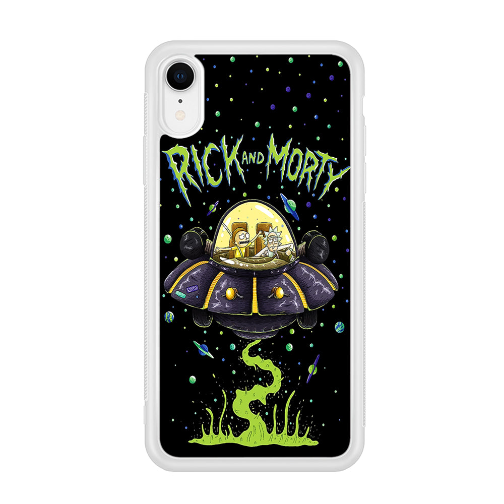 Rick and Morty Spacecraft iPhone XR Case-Phone Case-Rubber White (2D Case)-Altracase