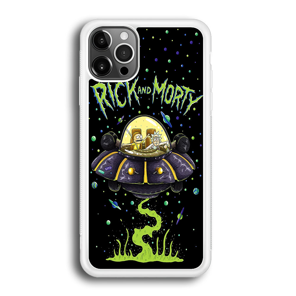 Rick and Morty Spacecraft iPhone 12 Pro Max Case-Phone Case-Rubber White (2D Case)-Altracase