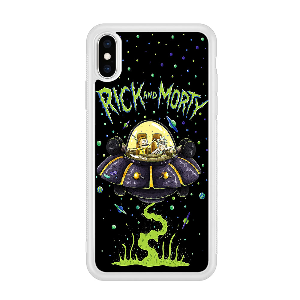 Rick and Morty Spacecraft iPhone X Case-Phone Case-Rubber White (2D Case)-Altracase