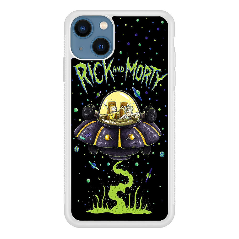 Rick and Morty Spacecraft iPhone 13 Mini Case-Phone Case-Rubber White (2D Case)-Altracase