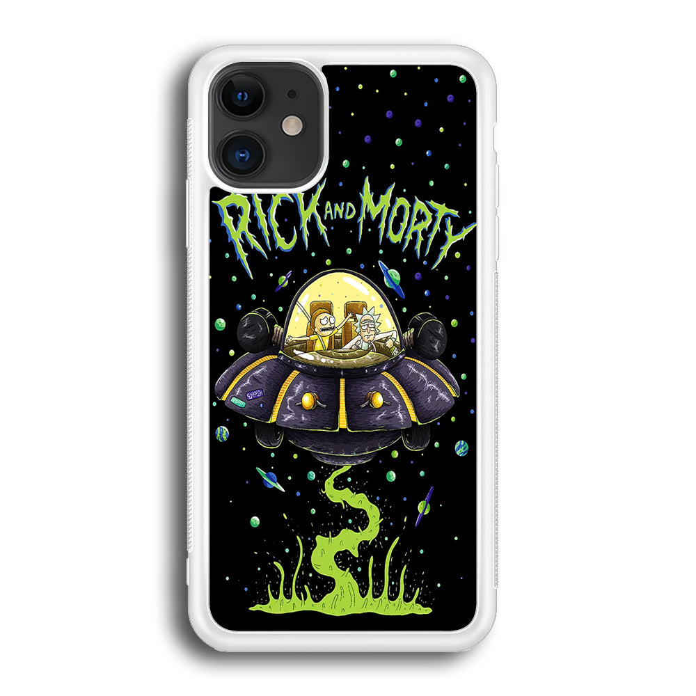Rick and Morty Spacecraft iPhone 12 Case-Phone Case-Rubber White (2D Case)-Altracase