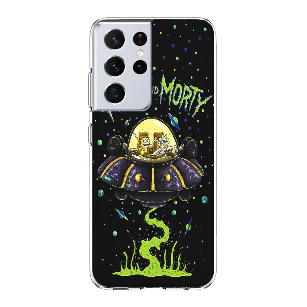 Rick and Morty Spacecraft Samsung Galaxy S21 Ultra Case-Phone Case-Clear Soft Case-Altracase
