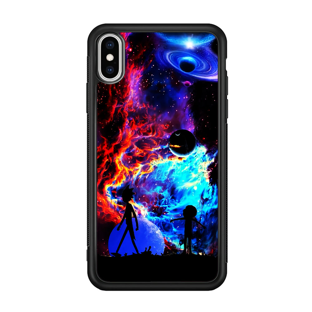 Rick and Morty Wonderful Galaxy iPhone Xs Case-Phone Case-Rubber Black (2D Case)-Altracase
