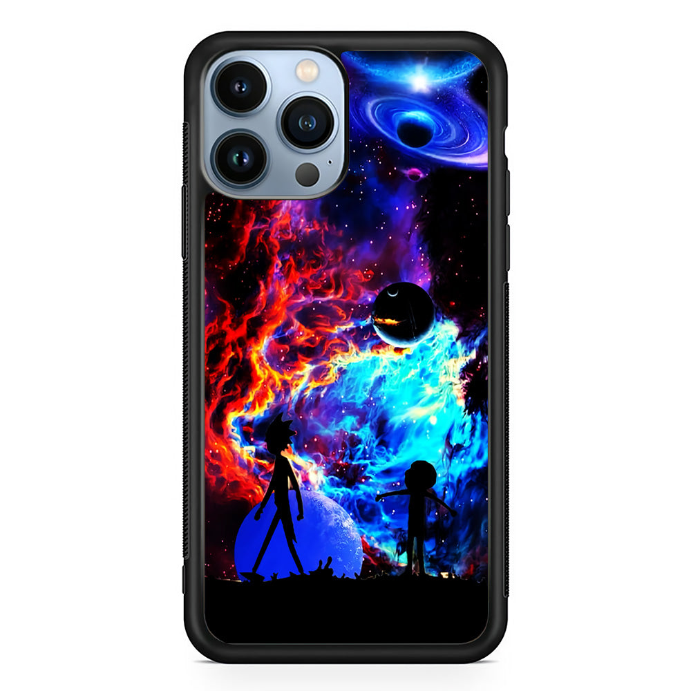 Rick and Morty Wonderful Galaxy iPhone 15 Pro Max Case-Phone Case-Rubber Black (2D Case)-Altracase