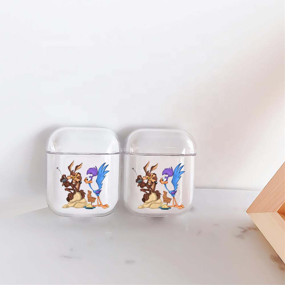Road Runner and Wile E Coyote Hard Plastic Protective Clear Case Cover For Apple Airpods-AirPod Case-Altracase