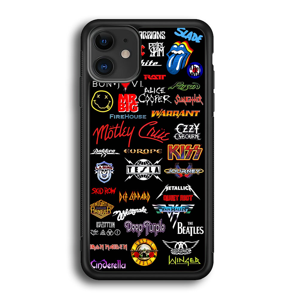 Rock and Metal Band Logo iPhone 12 Case-Phone Case-Rubber Black (2D Case)-Altracase