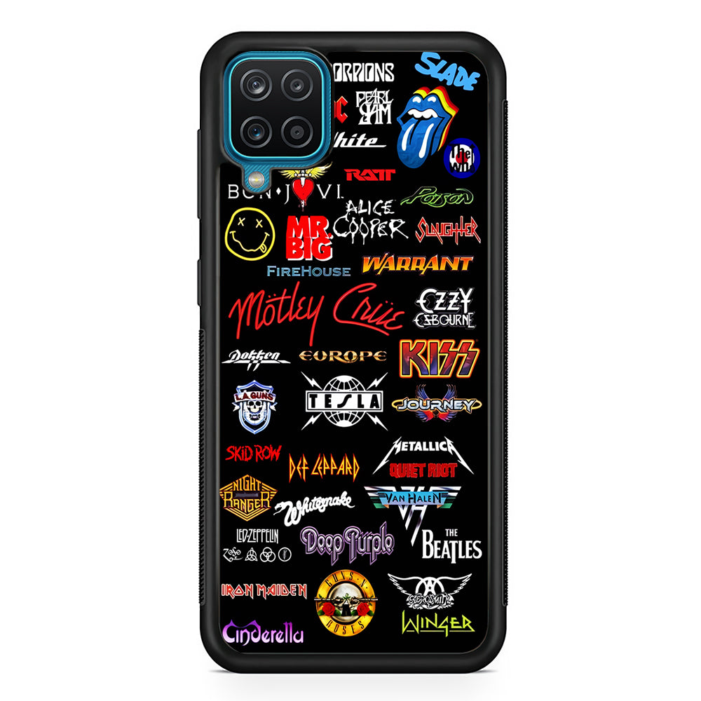 Rock and Metal Band Logo Samsung Galaxy A12 Case-Phone Case-Rubber Black (2D Case)-Altracase