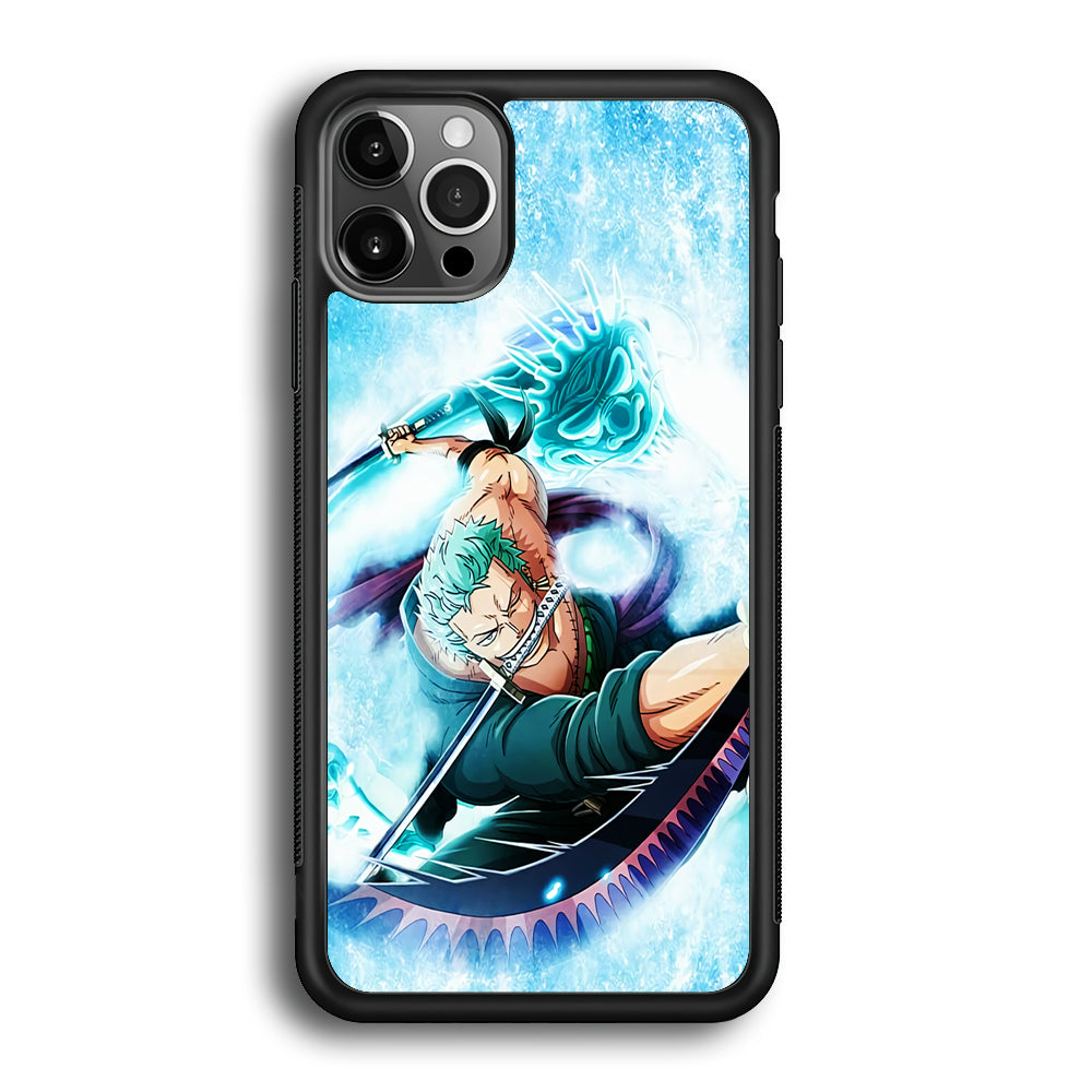 Roronoa Zoro Dragon Sword iPhone 12 Pro Case-Phone Case-Rubber Black (2D Case)-Altracase