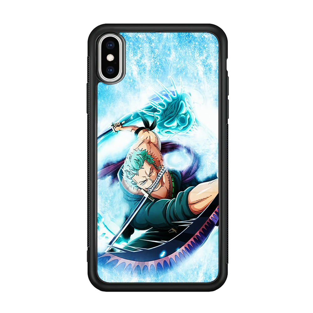 Roronoa Zoro Dragon Sword iPhone X Case-Phone Case-Rubber Black (2D Case)-Altracase