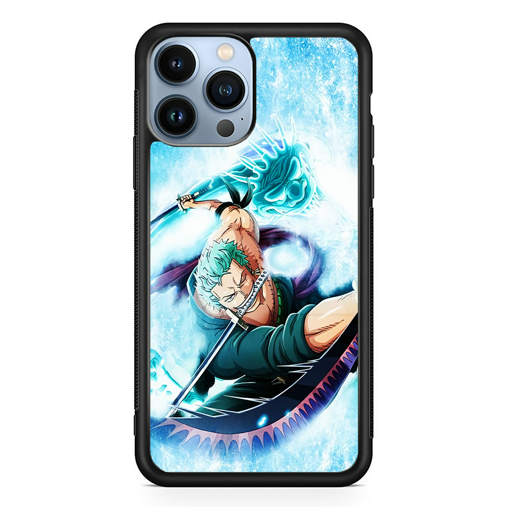Roronoa Zoro Dragon Sword iPhone 15 Pro Max Case-Phone Case-Rubber Black (2D Case)-Altracase