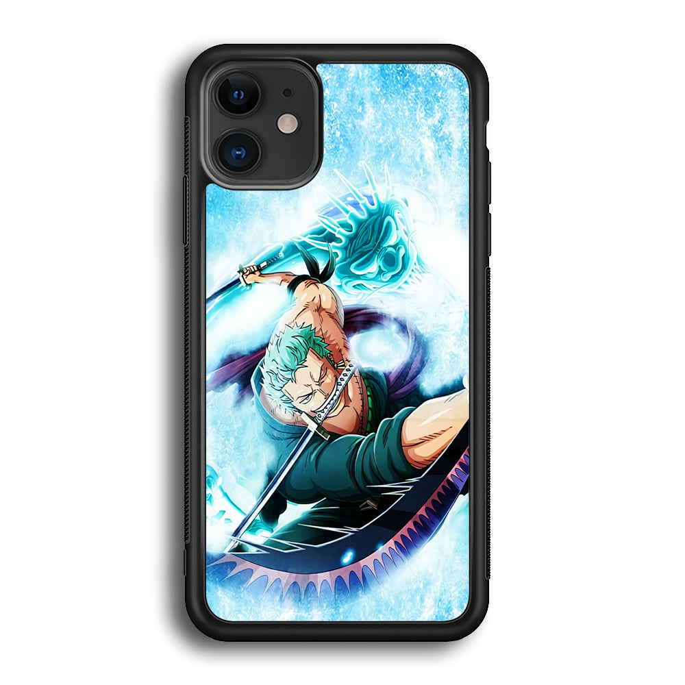 Roronoa Zoro Dragon Sword iPhone 12 Case-Phone Case-Rubber Black (2D Case)-Altracase