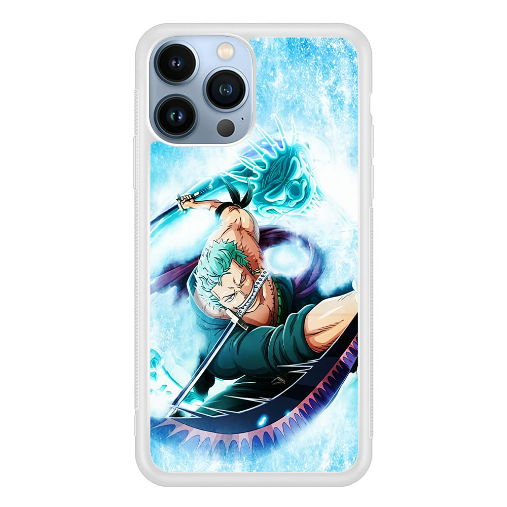 Roronoa Zoro Dragon Sword iPhone 15 Pro Max Case-Phone Case-Rubber White (2D Case)-Altracase