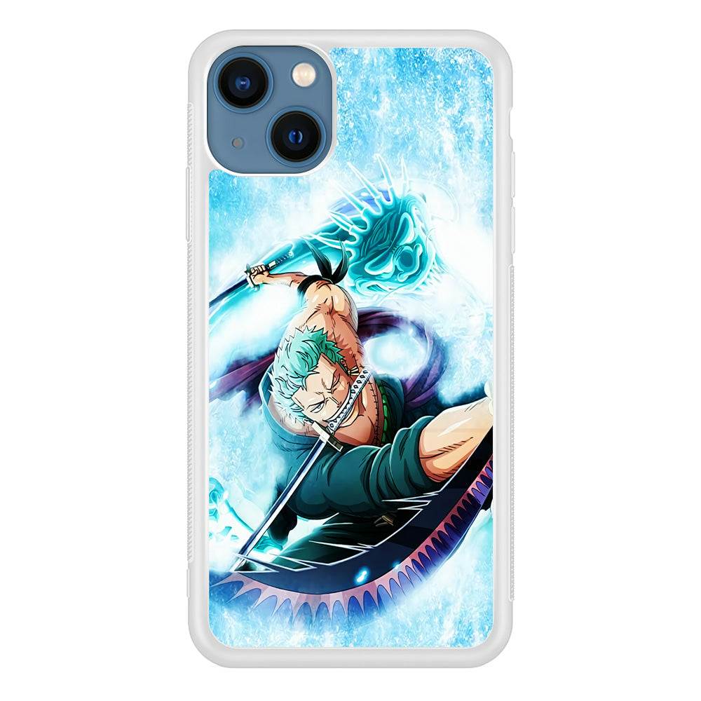 Roronoa Zoro Dragon Sword iPhone 13 Mini Case-Phone Case-Rubber White (2D Case)-Altracase
